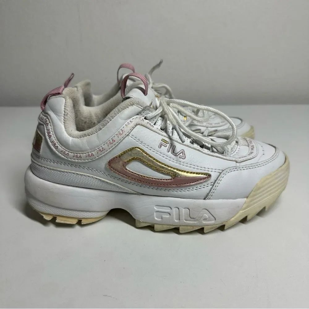 Fila Disruptor II Premium 3FM0069-140 Women's White Leather Sneakers Size 5